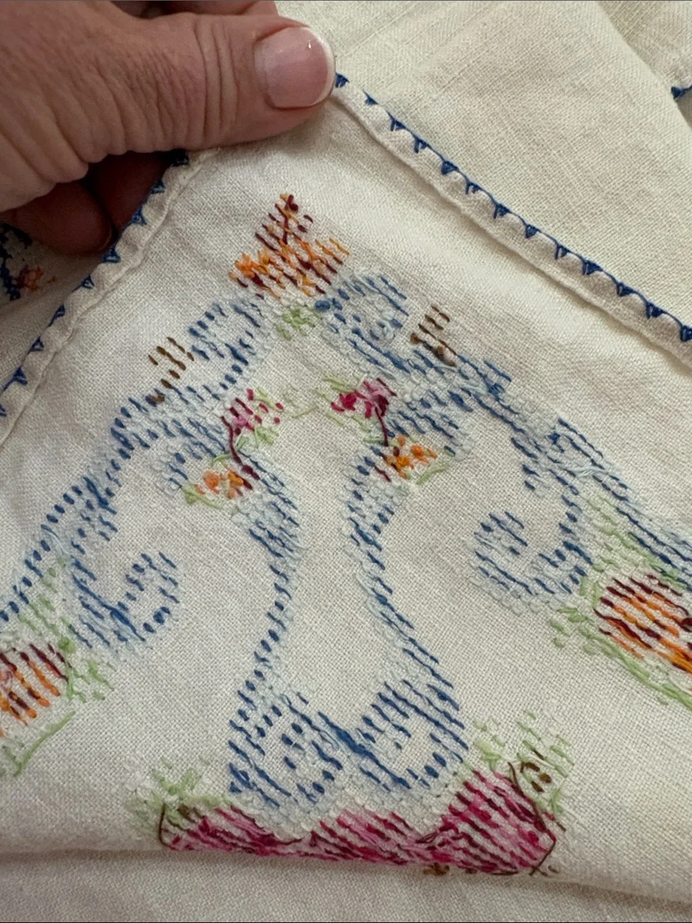4 Flower Cross Stitch napkins